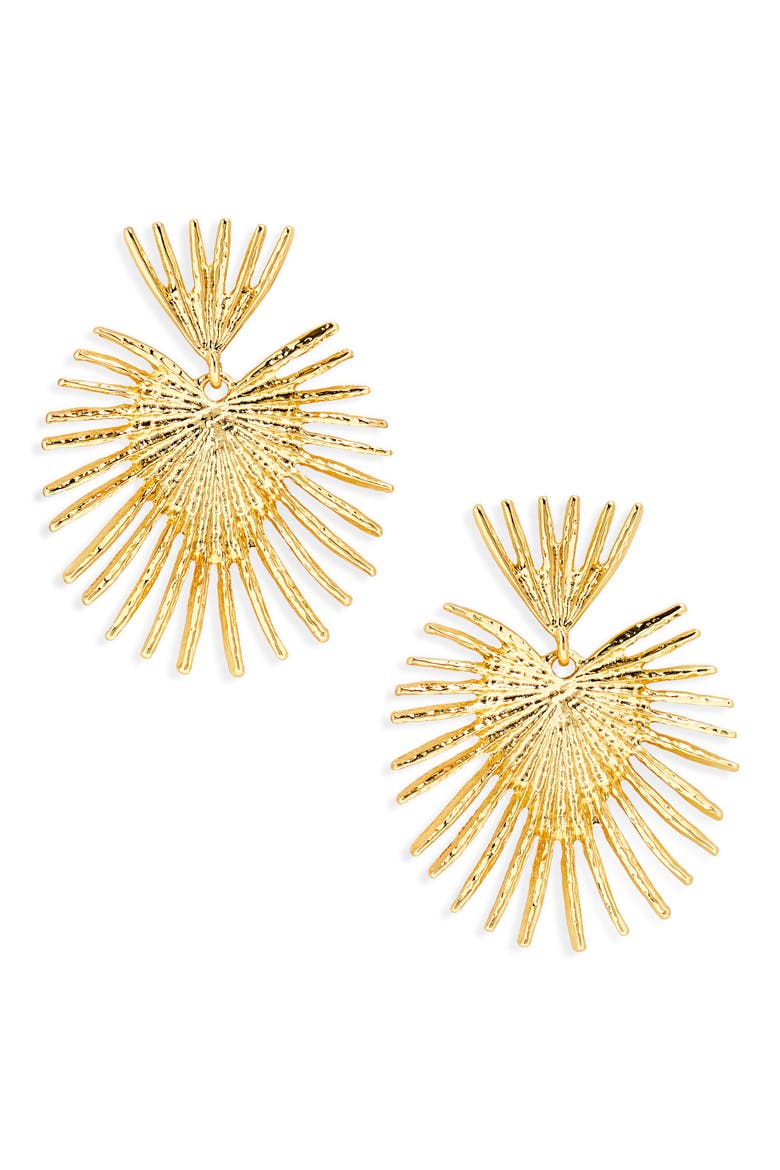Fan Drop Earrings, Main, color, GOLD