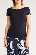 T Tahari Scalloped Knit T-Shirt