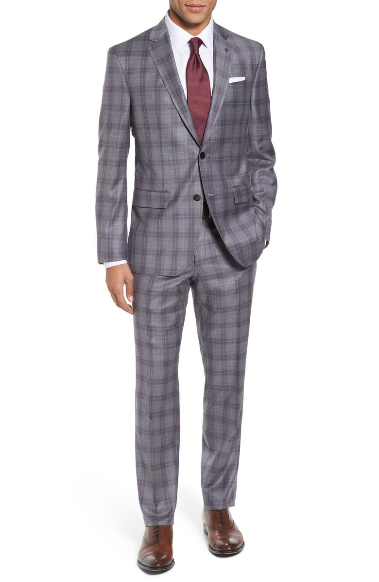 Ted Baker London Jay Trim Fit Plaid Wool Suit, Main, color, 