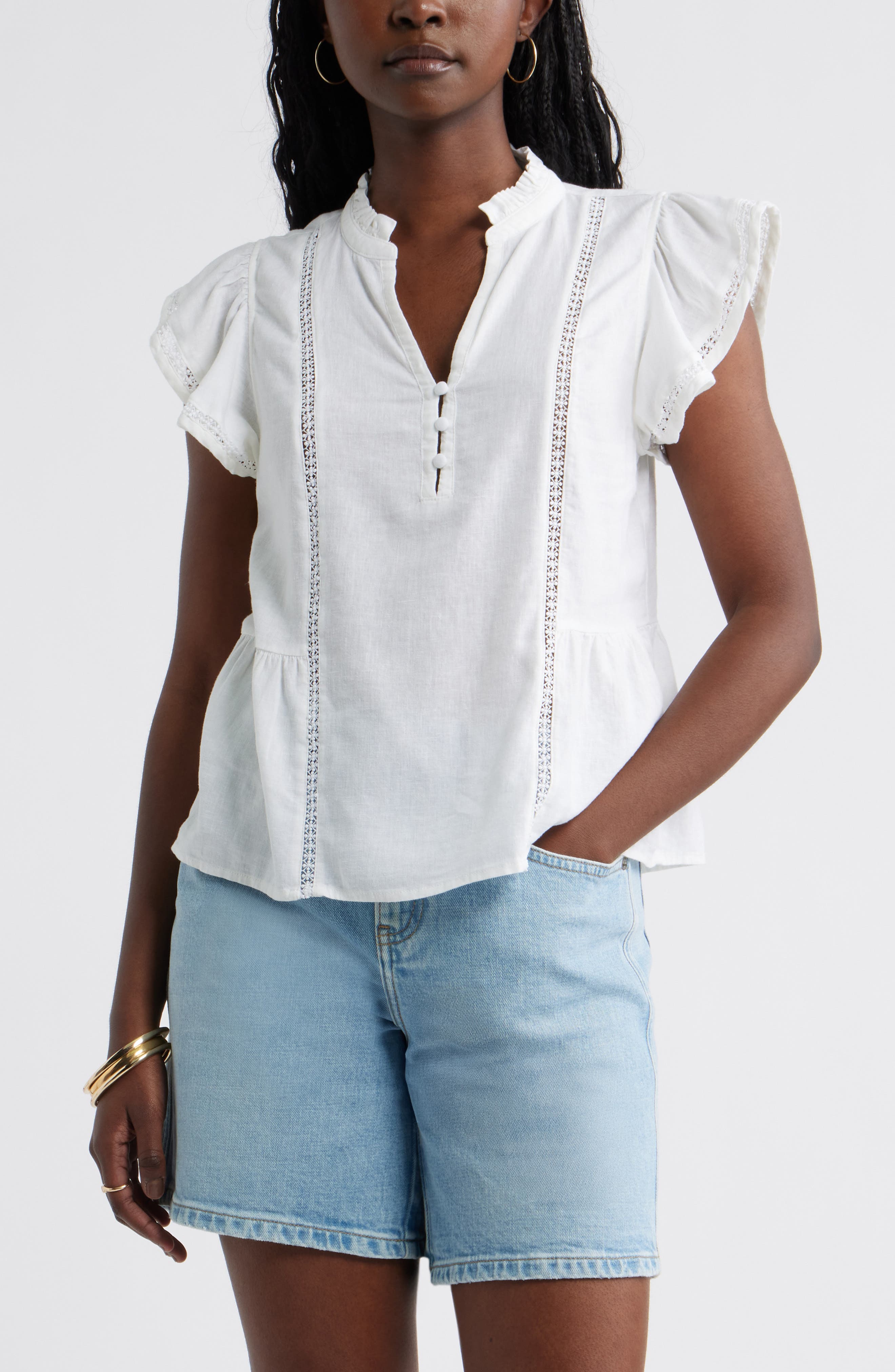 Ruffle Sleeve Popover Top - image 3