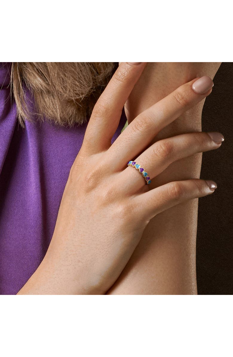 DELMAR Blue Topaz & African Amethyst Heart Eternity Band Ring, Alternate, color, Purple Multi