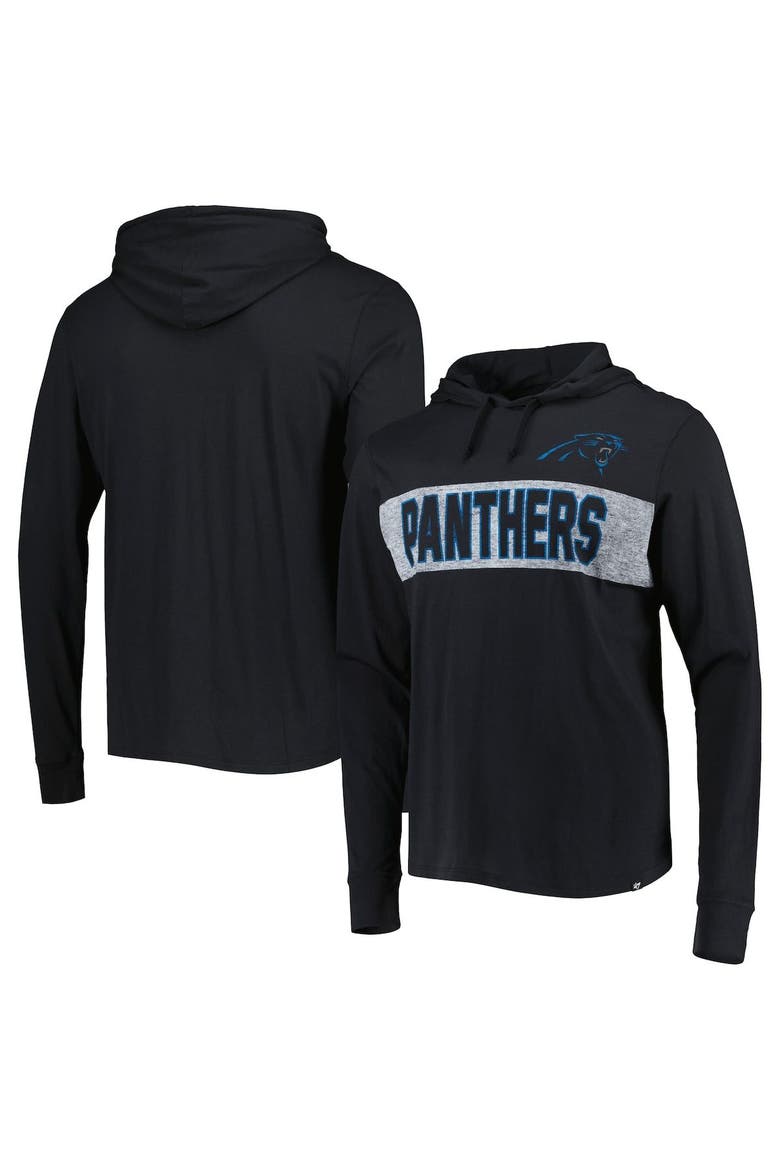 Men's '47 Black Carolina Panthers Field Franklin Hooded Long Sleeve T-Shirt, Main, color, Black