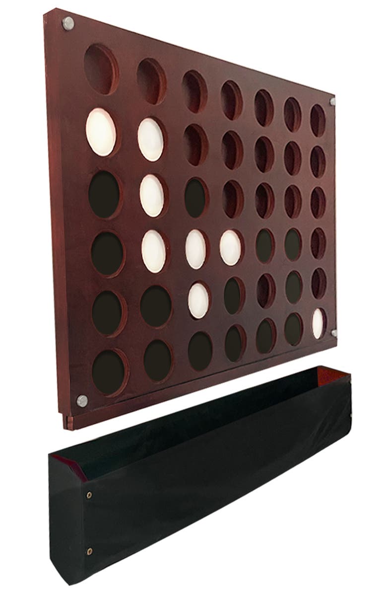 Swooc Games Wall Mounted Giant 4 In A Row Game, Alternate, color, Brown