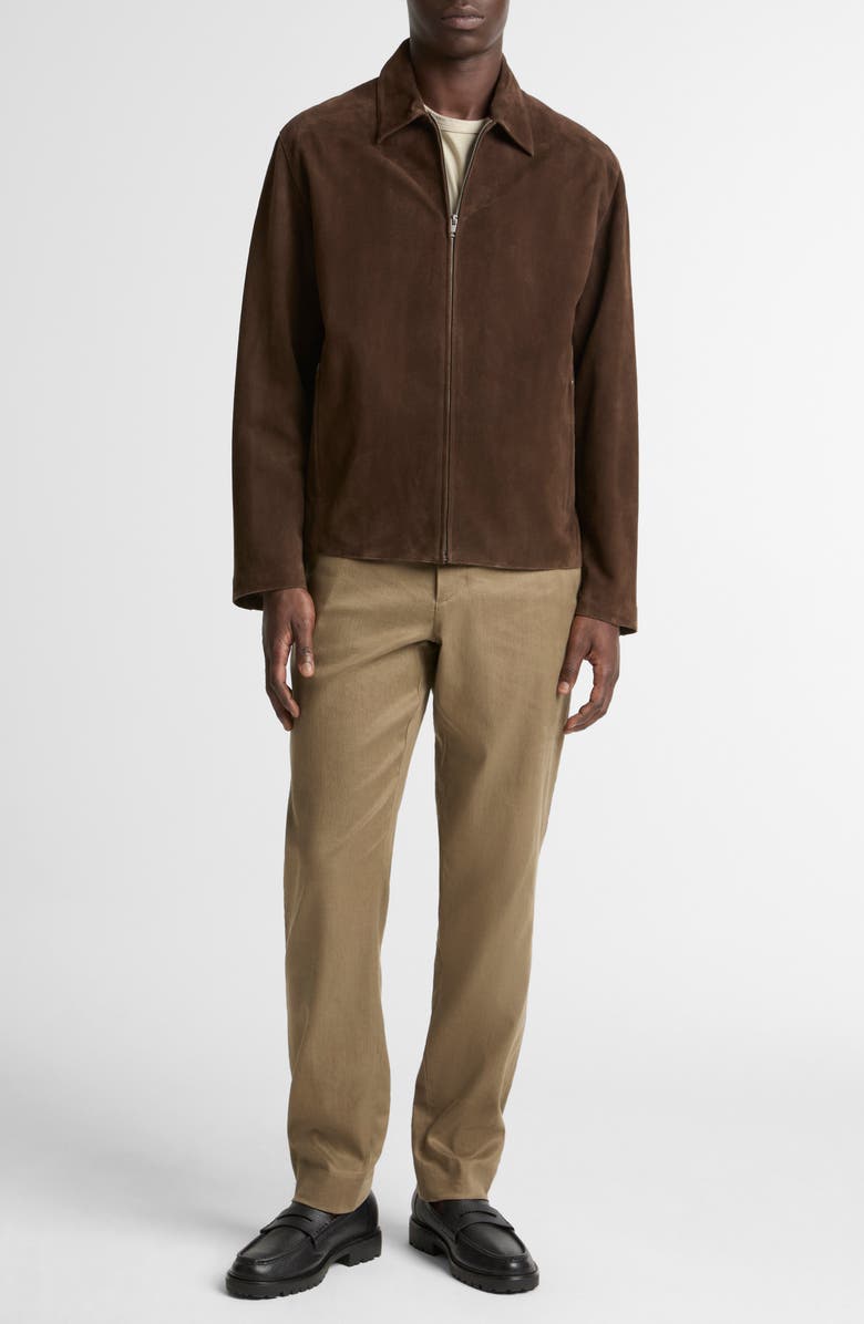 Vince Minimal Moto Suede Zip Jacket, Alternate, color, Espresso