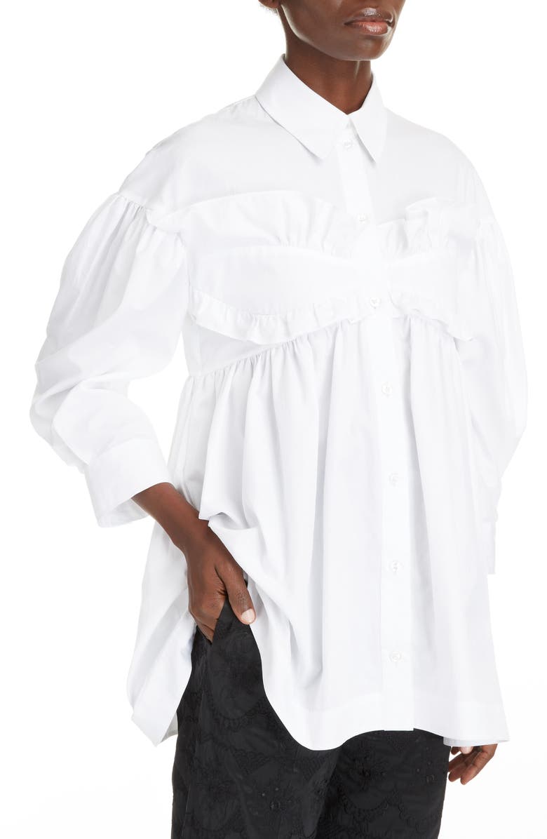 Simone Rocha Cotton Poplin Ruffle Shirt, Alternate, color, 
