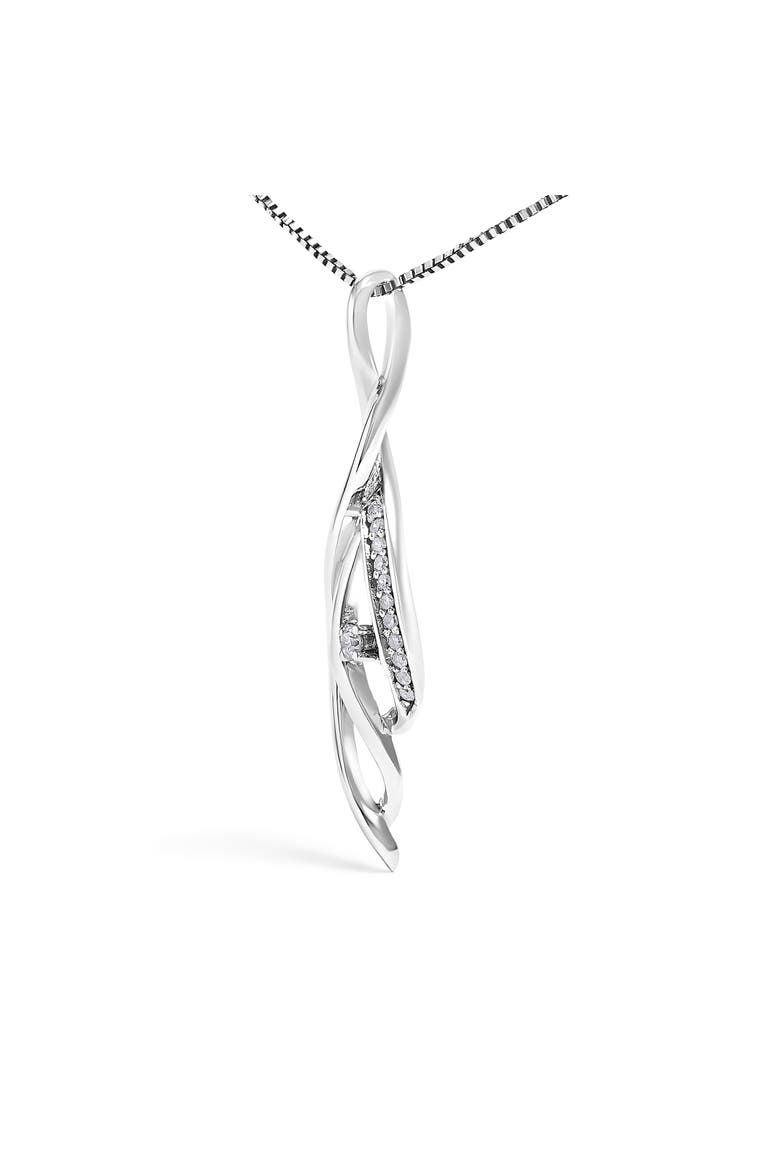 Espira 10K White Gold Diamond Accented Open Cascade Twist Pendant Necklace, Alternate, color, White