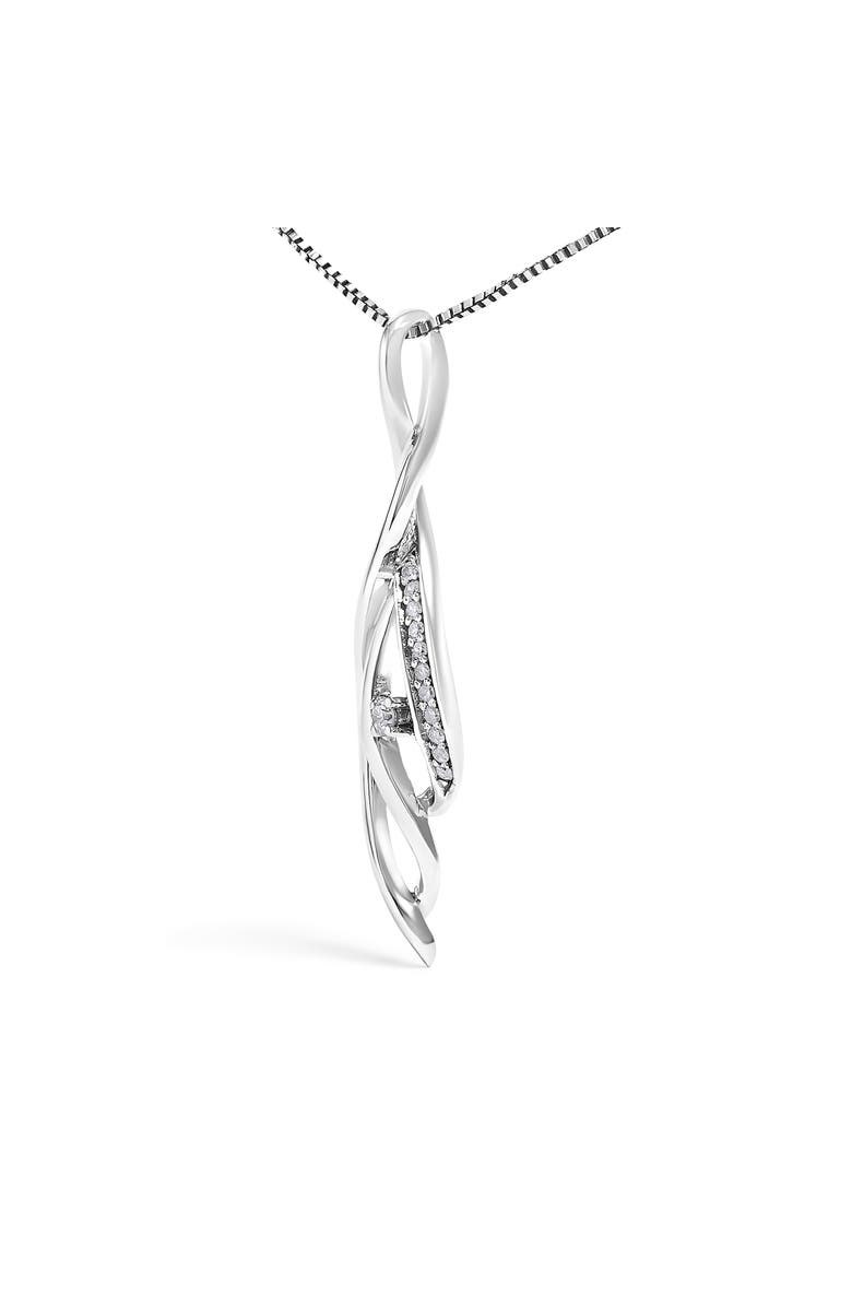 Haus of Brilliance Espira 10K White Gold Diamond Accented Open Cascade Twist Pendant Necklace, Alternate, color, White