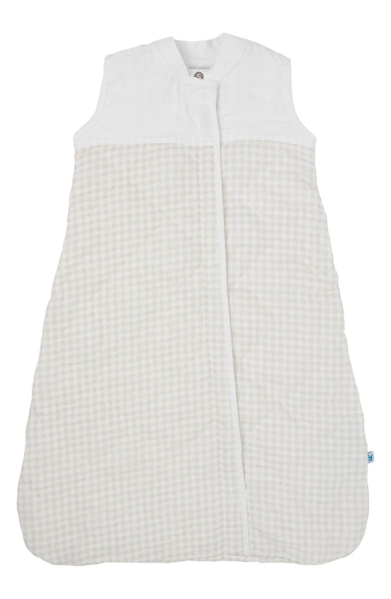 little unicorn Quilted Cotton Muslin Wearable Blanket, Main, color, Tan Gingham