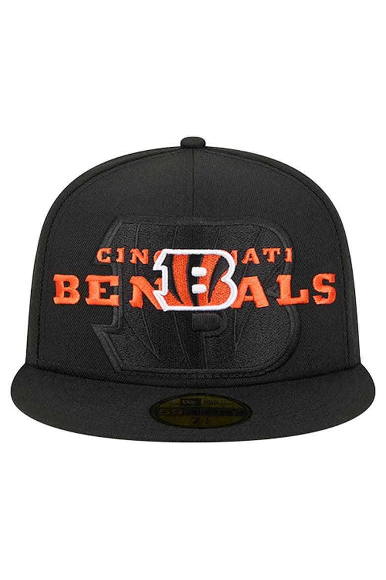 Men's New Era  Black Cincinnati Bengals Overlap Wordmark 59FIFTY Fitted Hat, Alternate, color, Black