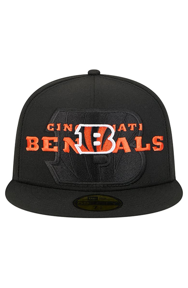 New Era Men's New Era  Black Cincinnati Bengals Overlap Wordmark 59FIFTY Fitted Hat, Alternate, color, Black