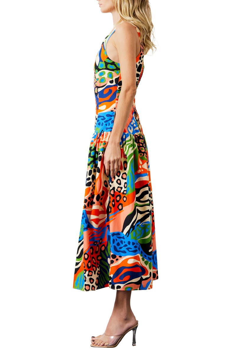 CIEBON Chara Abstract Print Cotton Dress, Alternate, color, Red Multi