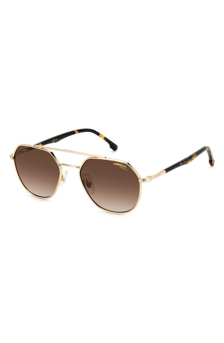 Carrera Eyewear 53mm Round Sunglasses, Alternate, color, Gold Havana/ Brown