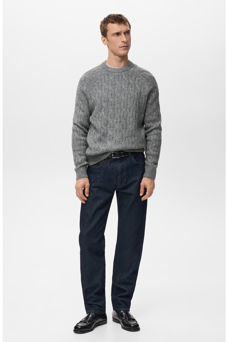 Cable Crewneck Sweater, Alternate, color, GREY