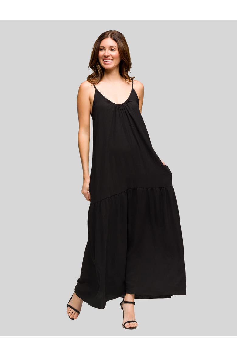 Lightweight Spaghetti Strap Pocket Maxi Dress, Main, color, Black