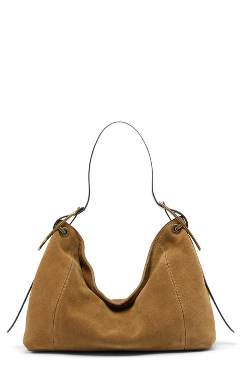 D-Line Leather Trimmed Hobo Bag