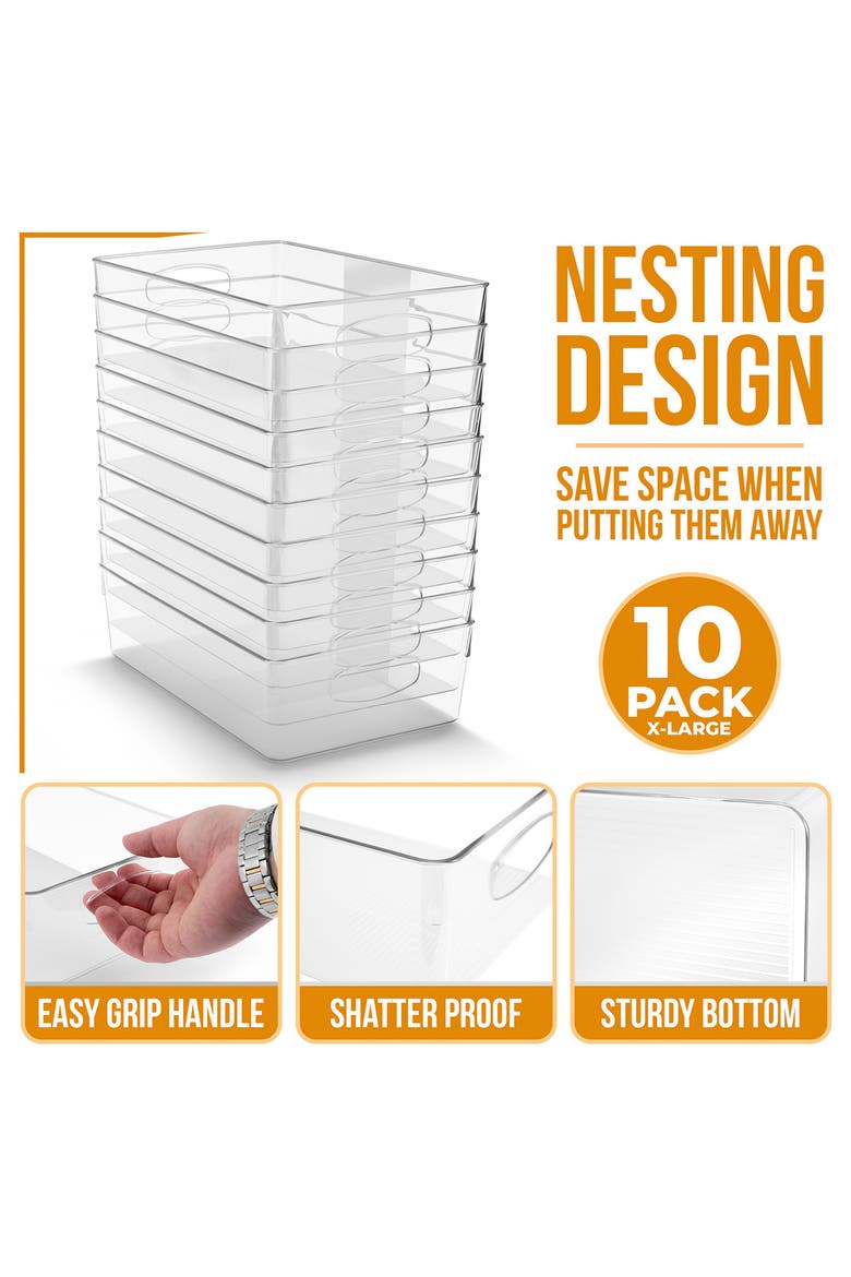 10-Pack Extra Large Storage Bins, Alternate, color, CLEAR