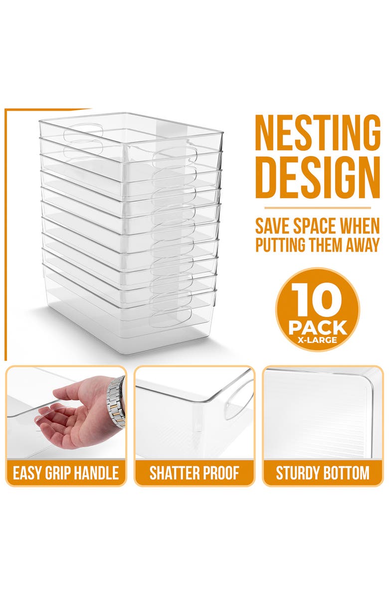 SORBUS 10-Pack Extra Large Storage Bins, Alternate, color, Clear