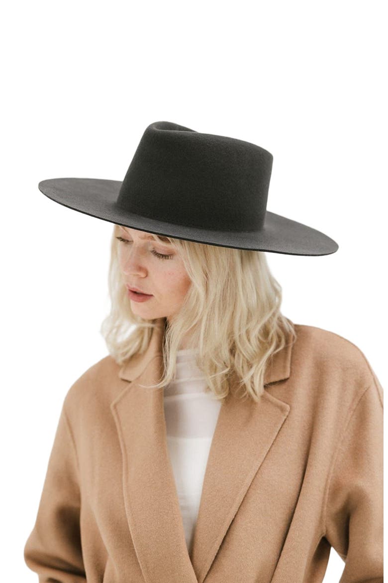 Dakota Wide Brim Felt Hat, Alternate, color, Dark Grey