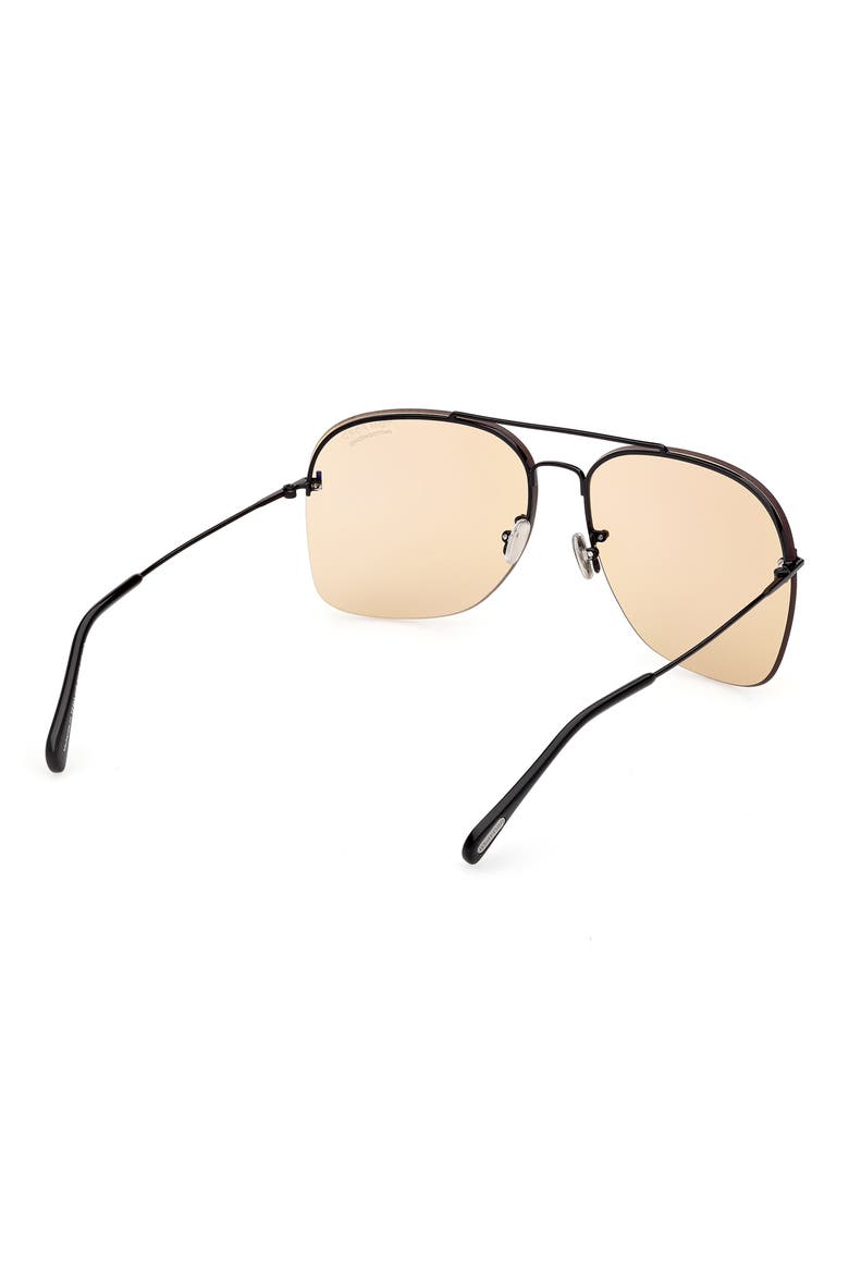 Mackenzie 64mm Oversize Pilot Sunglasses, Alternate, color, SHINY BLACK / AMBER TO BROWN