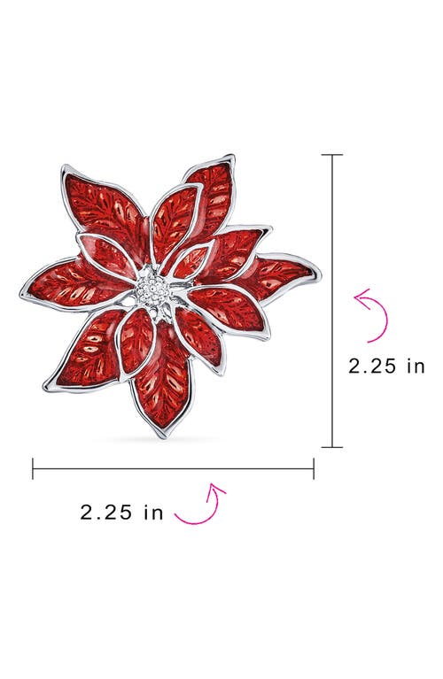 Bling Jewelry Enamel Pointsettia Clip-on Earrings In Red