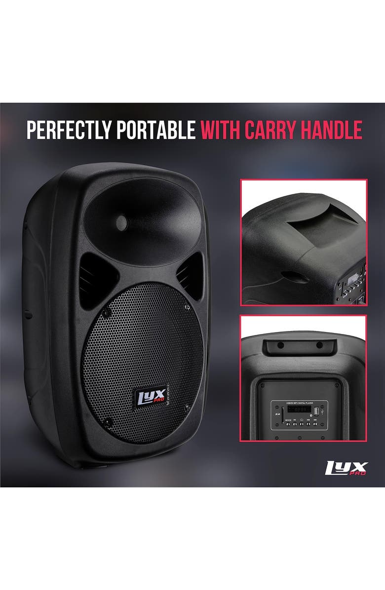 Lyxpro Portable PA Speaker Powered, PA System with Equalizer SD Slot & Built-in Bluetooth, Alternate, color, Black
