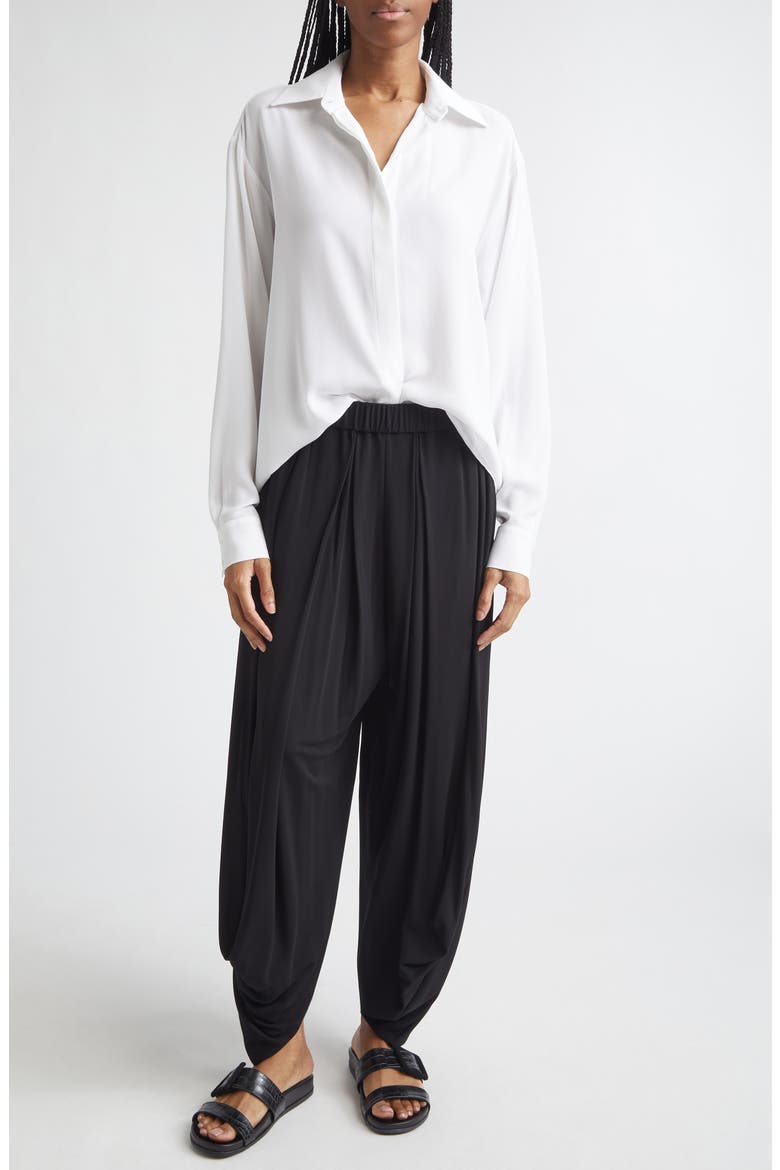 Silk Georgette Button-Up Shirt, Alternate, color, OPTIC WHITE 100