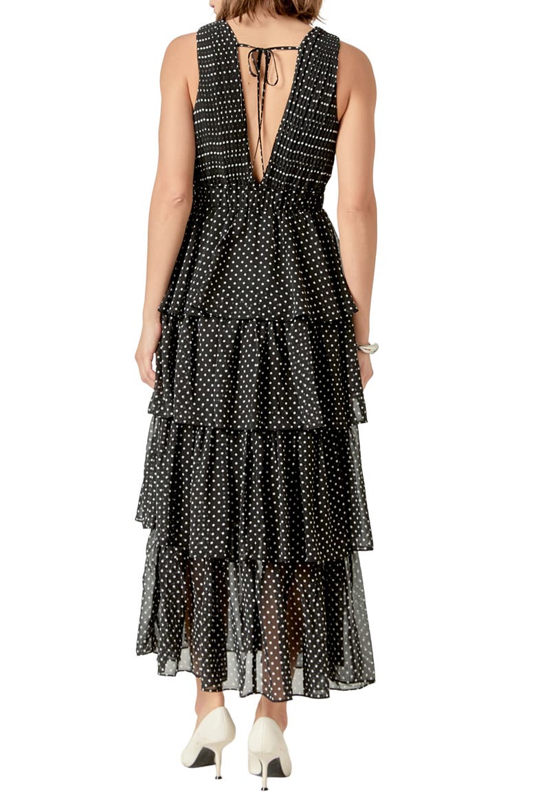 Dot Sleeveless Tiered Maxi Dress, Alternate, color, BLACK/ WHITE