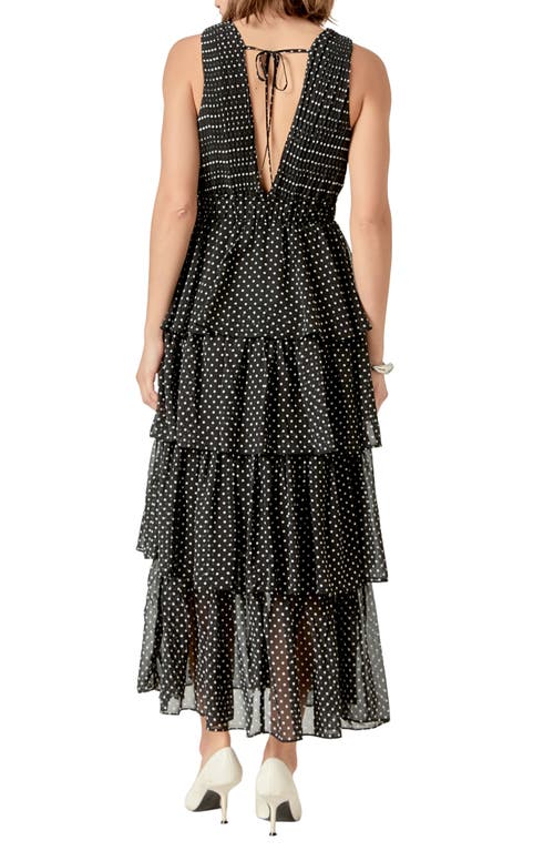 Shop Endless Rose Dot Sleeveless Tiered Maxi Dress