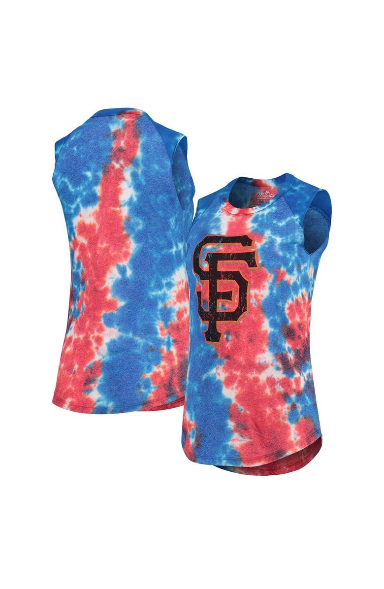 Majestic Threads Women's Majestic Threads Red/Blue San Francisco Giants Tie-Dye Tri-Blend Muscle Tank Top, Main, color, Red