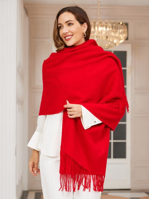 Silksilky Pure Wool Scarf Shawl In Red