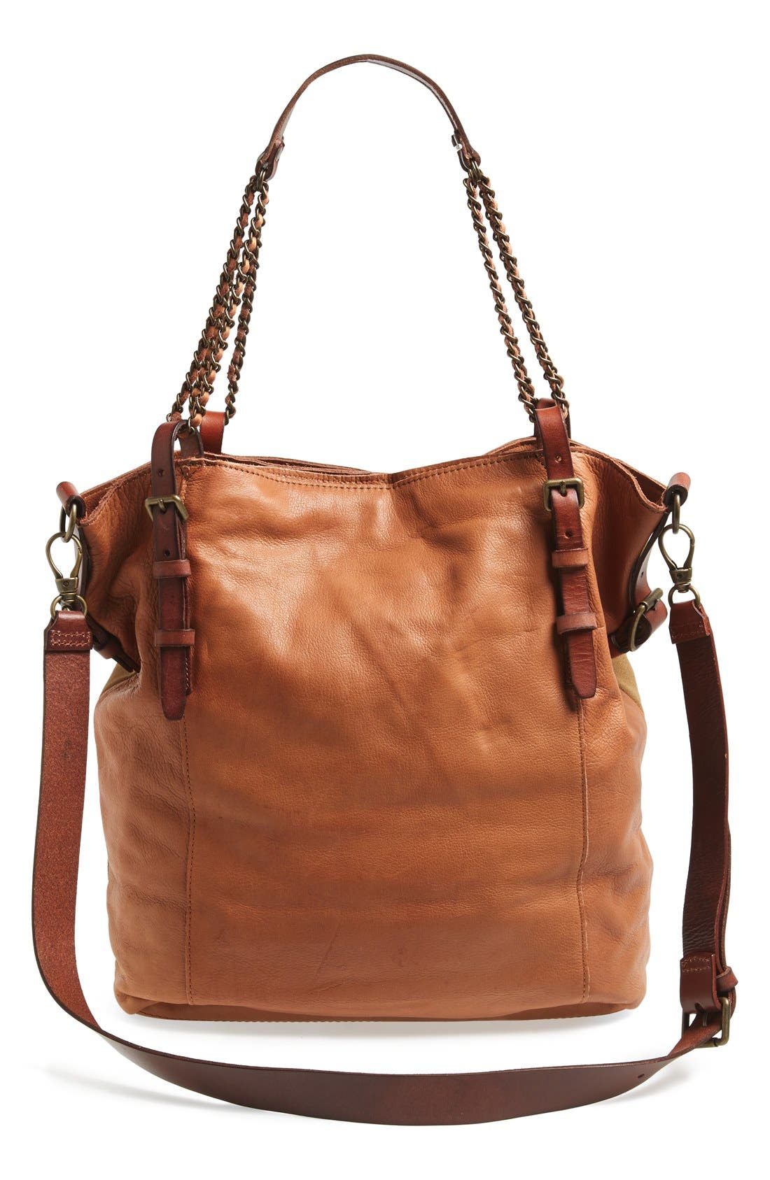 'Fabala' Suede & Leather Tote, Alternate, color, SPICE