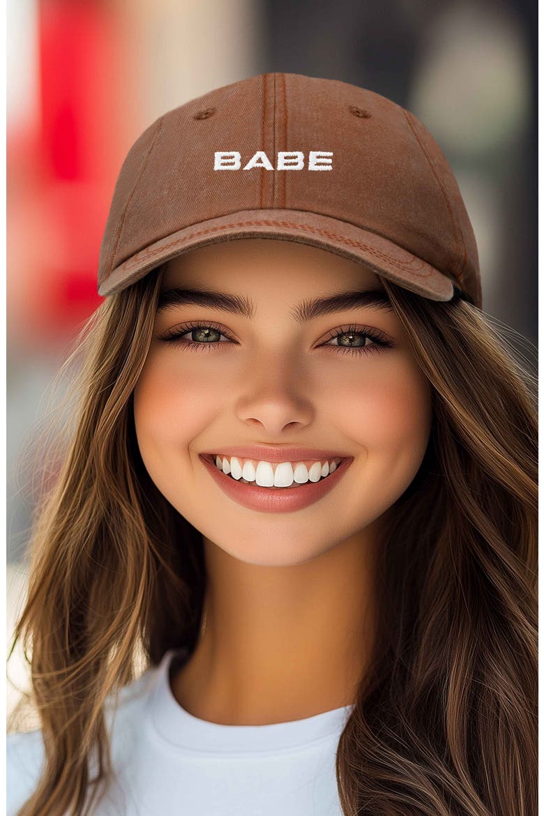 Babe Embroidered Cap, Alternate, color, Washed Orange