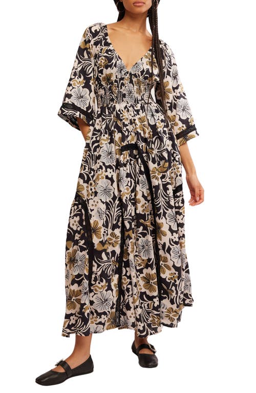 Free People Bodhi Floral Printed Maxi Dress In Dark Floral Combo In Black Combo