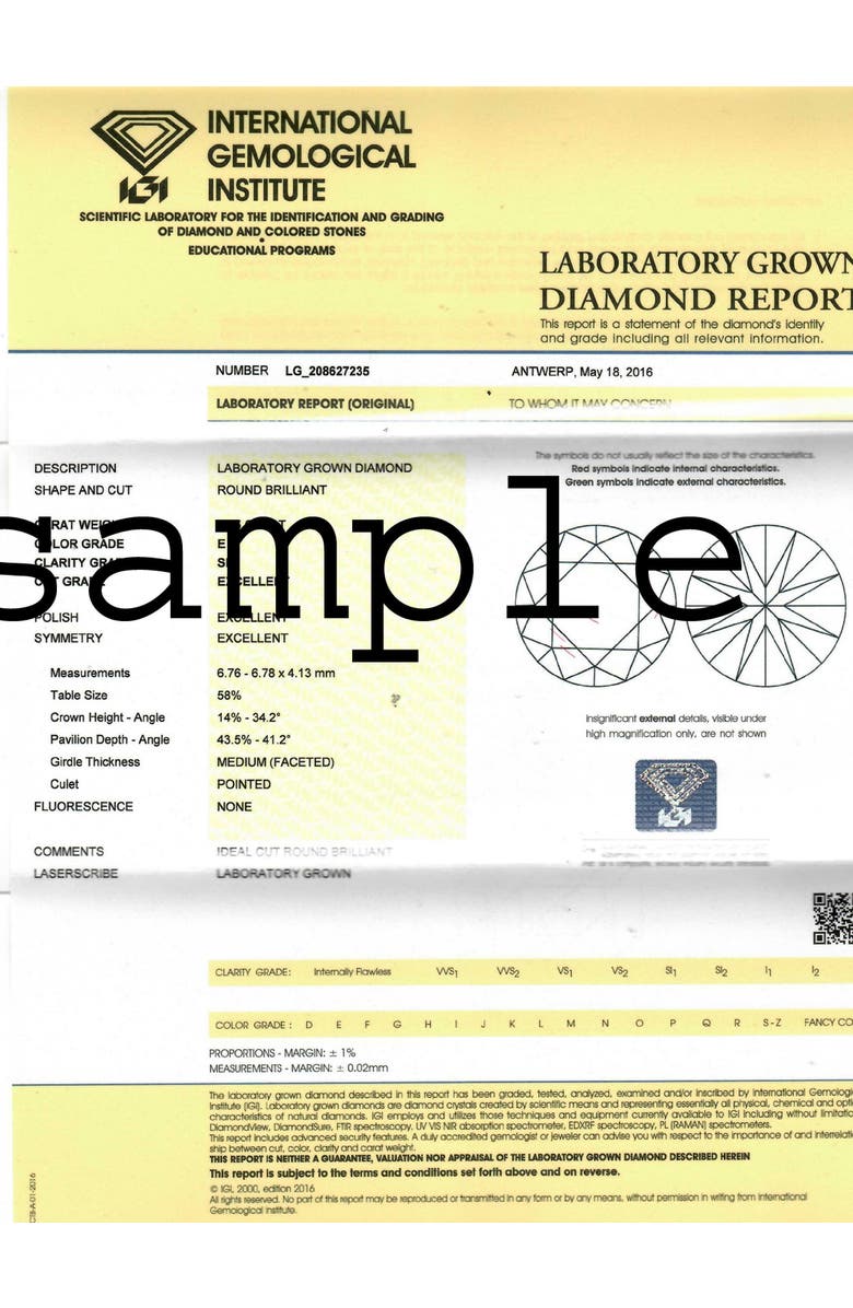 Bliss Diamond Certified 3Ct Diamond Pendant 14k Gold Lab Grown Necklace, Alternate, color, 14K White Gold