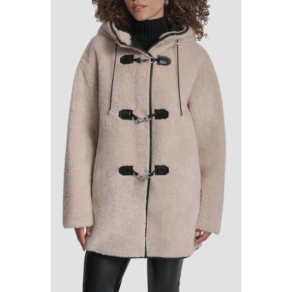 Dkny Faux Fur Toggle Hooded Jacket In Neutral
