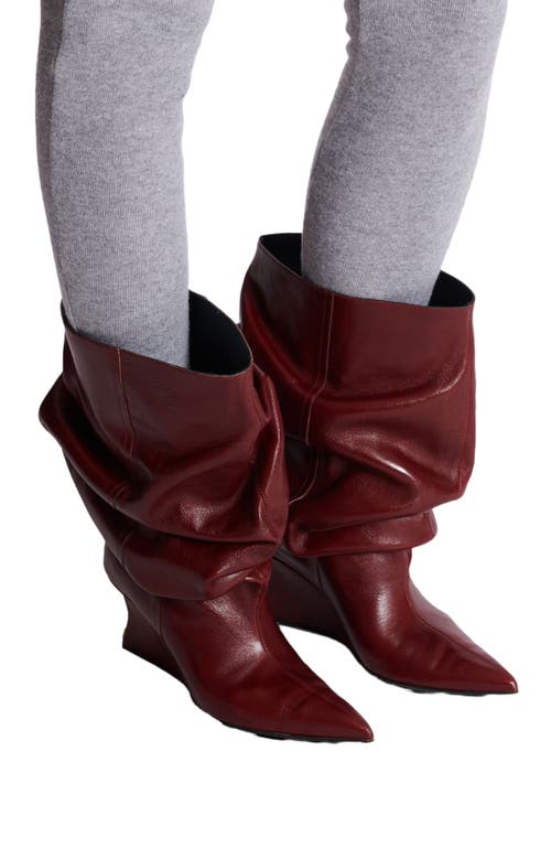 Balmain Wedge Ankle Boots In Burgundy