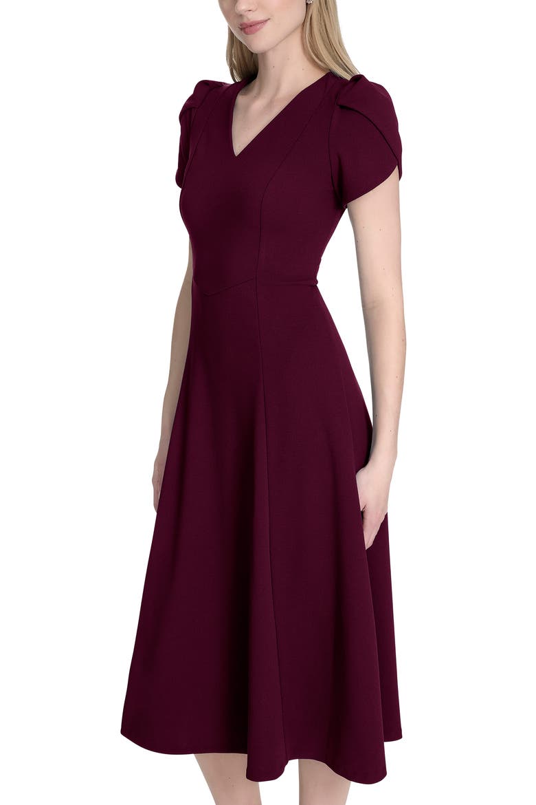 Tulip Sleeve Midi Dress, Alternate, color, AUBERGINE