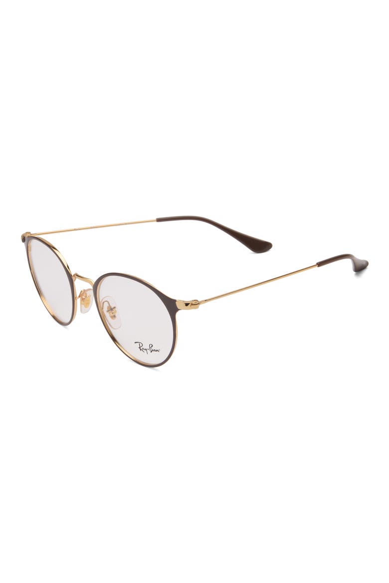 Unisex 47mm Round Optical Glasses, Main, color, BROWN GOLD