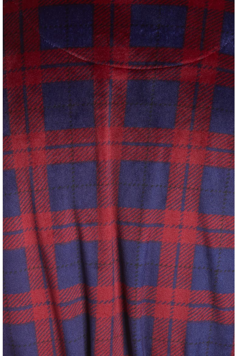 Plaid Velour Robe, Alternate, color, DARK RED/ NAVY PLAID