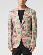 BILLIONAIRE Printed Linen Blazer Gigolo Fit Men
