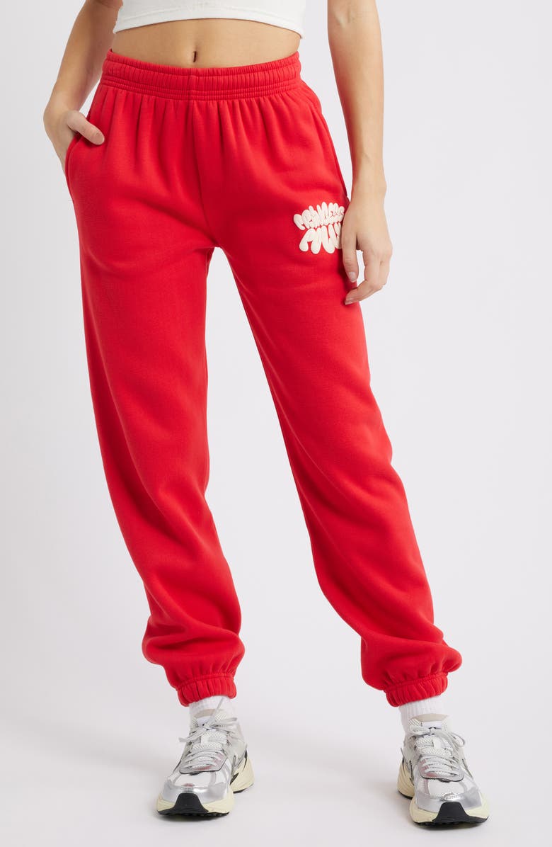 Princess Polly Logo Jogger Sweatpants, Main, color, Red