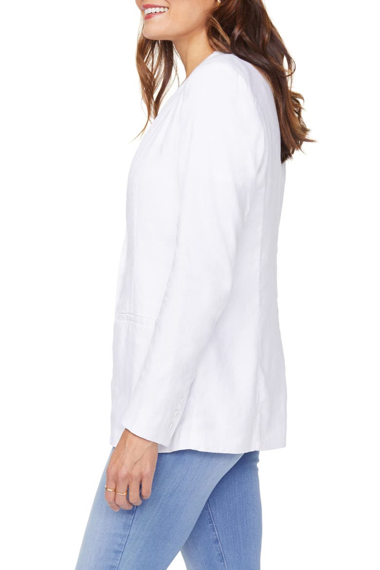 One-Button Linen Blend Blazer, Alternate, color, OPTIC WHITE