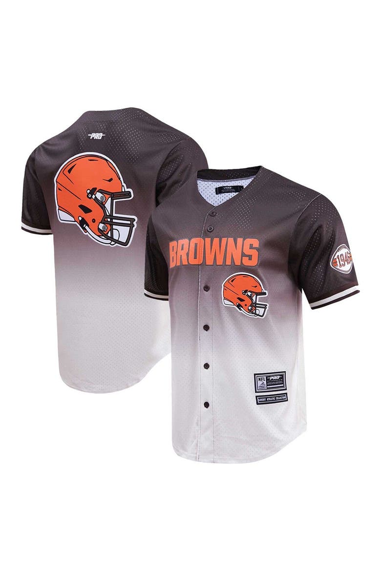 Men's Pro Standard Brown/Cream Cleveland Browns Ombre Mesh Button-Up Shirt, Alternate, color, Brown