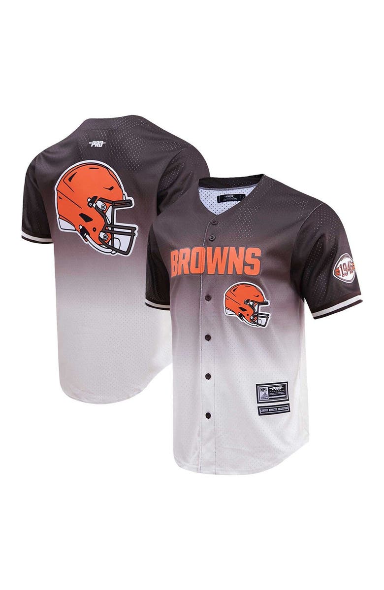 PRO STANDARD Men's Pro Standard Brown/Cream Cleveland Browns Ombre Mesh Button-Up Shirt, Alternate, color, 