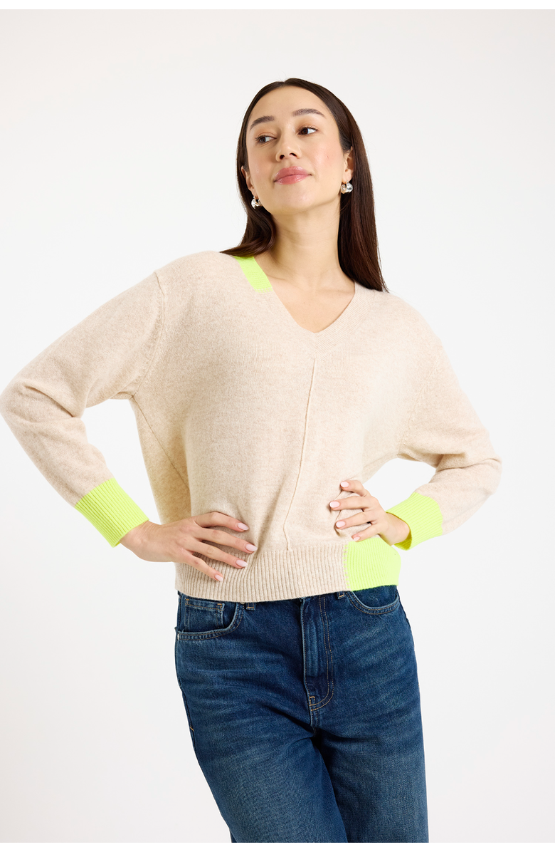 Brodie Pure Cashmere Maria V-Neck 100% Cashmere Sweater, Main, color, Cygnet