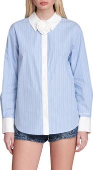 Avec Les Filles Rose Stripe Shirt