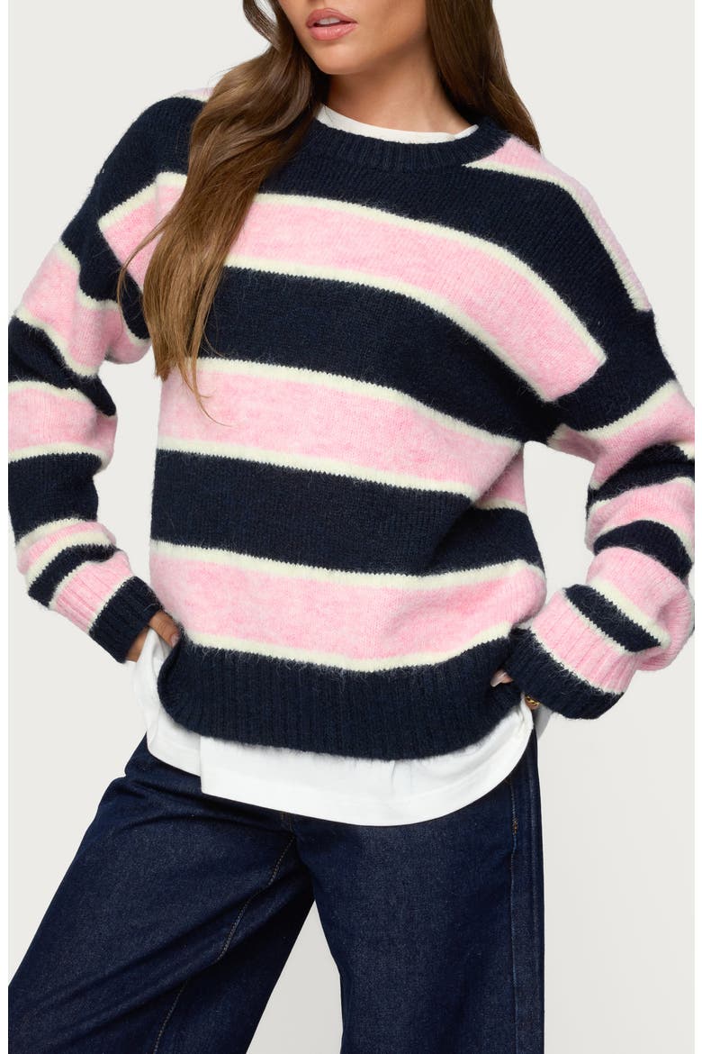 Conrad Stripe Sweater, Main, color, NAVY-AND-PINK