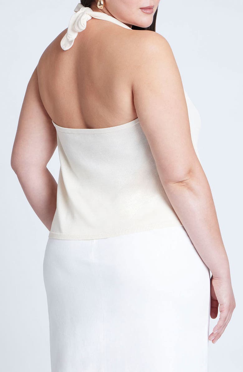 ELOQUII Cowl Halter Neck Top, Alternate, color,