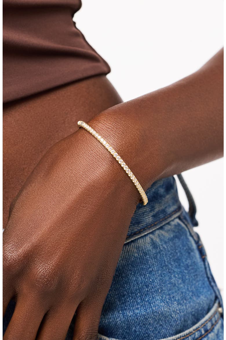 Juliette Cubic Zirconia Bangle, Alternate, color, GOLD / CLEAR