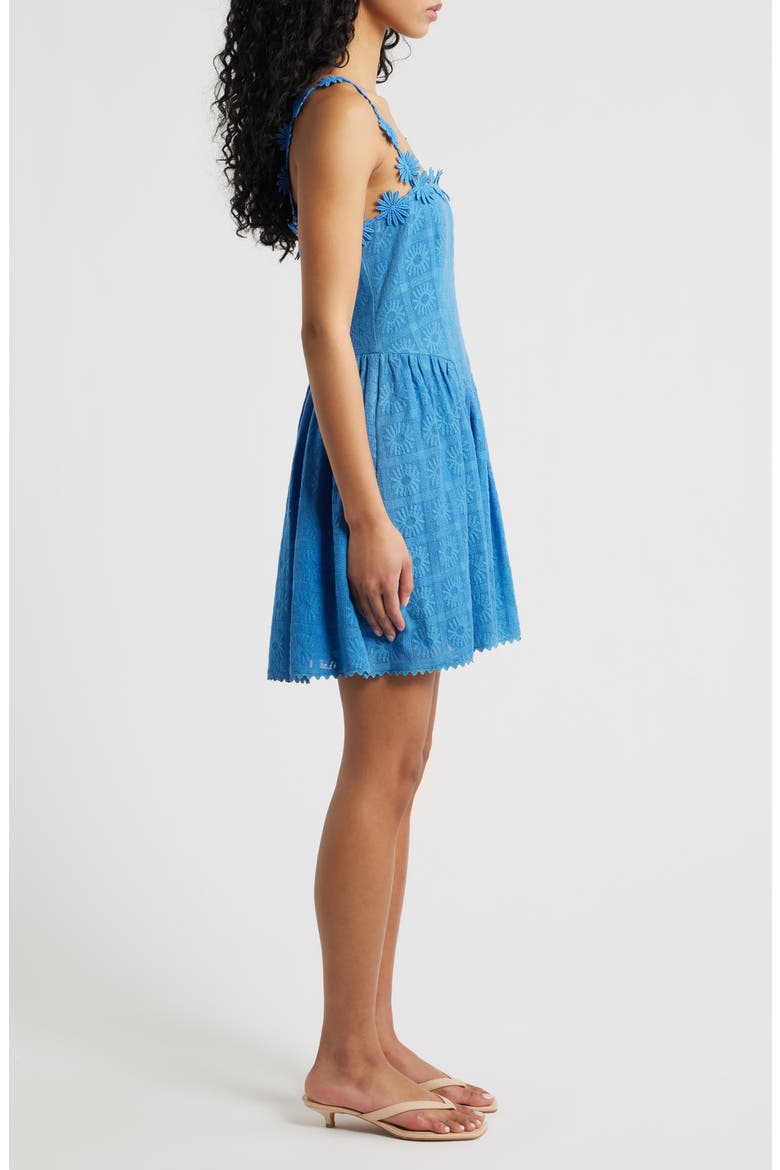 Fara Floral Applique Cotton Mini Sundress, Alternate, color, FRENCH BLUE